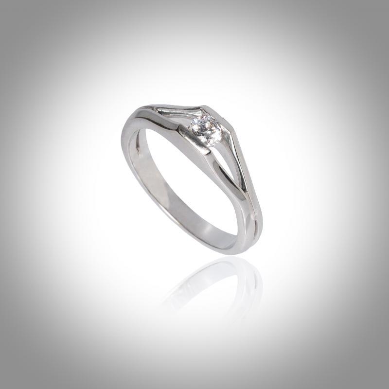 Bague - Or blanc - 18 carats - Solitaire - Diamant blanc